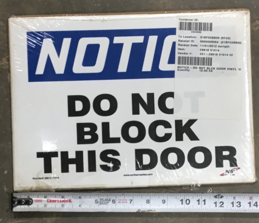 Notice Do Not Block This Door Sign