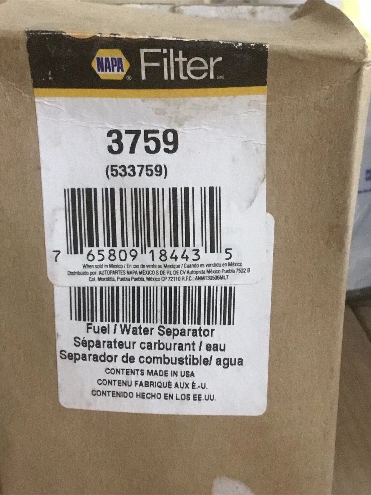 NAPA 3759 (533759) Fuel Filter Water Separator