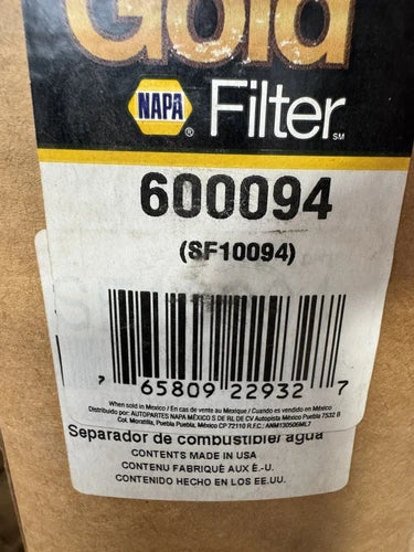 NAPA 600094 Fuel Water Separator Filter for P551421 FF1102D BF7674D WIX 10094